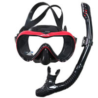 Professional Scuba แว่นดำน้ำแว่นตาซิลิโคนดำน้ำ Anti-Fog มุมมองกว้าง Snorkel Full ท่อหายใจสระว่ายน้ำแว่นตา