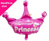 ลูกโป่งมงกุฎ Happy Birthday Princess ขนาด 86x84ซม. สีชมพู