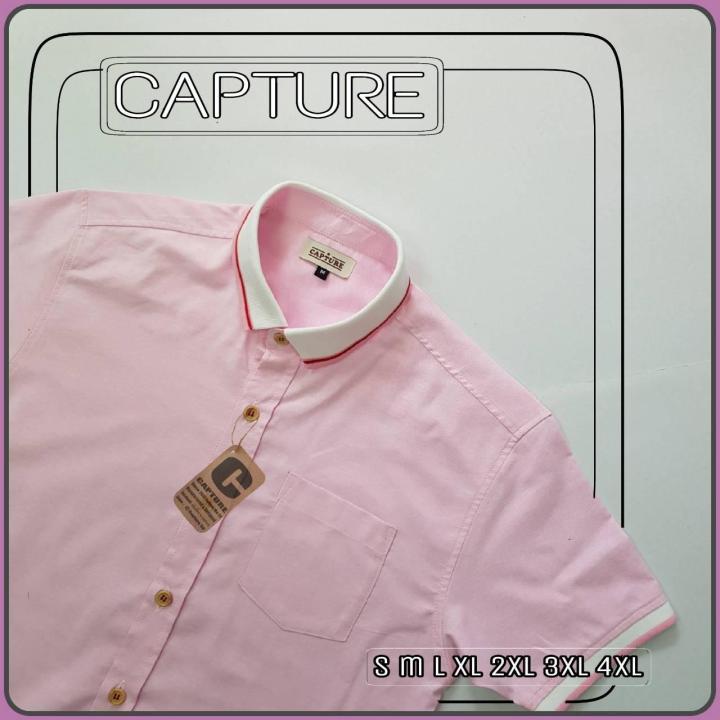 capture-shirt-เสื้อเชิ้ตผู้ชาย-โปโลเชิ้ตแขนสั้น-สีชมพู-มีถึงอก-48-นิ้ว