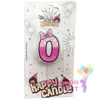 Happy Candle เทียนวันเกิด happy birthday ตัวเลข ติดโบว์ 0-9 สามารถเลือกได้