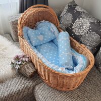 เบาะนอนเด็ก babynest QuiltByKitiya สีฟ้าจุดพื้นเทา ที่นอนเด็ก ของใช้เด็ก ที่นอนเด็กอ่อน เบาะนอนห่อตัว ที่นอนห่อตัว ที่นอนทารก