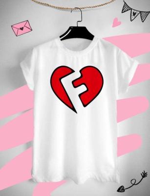 เสื้อยืดอักษรหัวใจ อักษร F ต้อนรับวันวาเลนไทน์ วันแห่งความรัก ด้วยเสื้อยืด Valentine สีสันสดใส ใส่สบาย ไม่ยืด ไม่ย้วย
