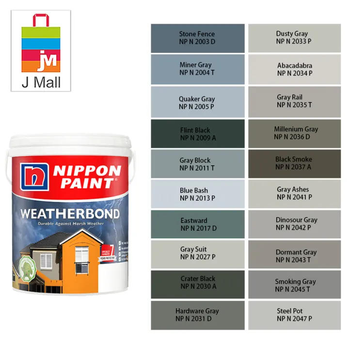 03 47 1l Nippon Paint Exterior Weatherbond Classic Neutral Greys Lazada