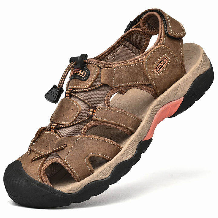 outdoor-genuine-leather-beach-sandals-non-slip-summer-shoes-large-size-rubber-soft-sole-cushioned-comfort-classic-men-s-shoes