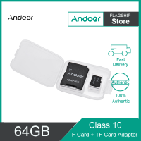 Andoer 64 กิกะไบต์คลาส 10 การ์ดหน่วยความจำบัตร TF + อะแดปเตอร์การ์ด TF สำหรับกล้องรถกล้องโทรศัพท์มือถือตารางพีซีเครื่องเล่นเสียง GPS