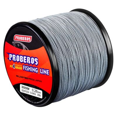 (ส่งไว ราคาส่ง) 300 เมตร สาย PE ถัก 4 สีเทา เหนียว ทน ยาว -  [ Super thailand ] Fishing line wire Proberos Pro Beros