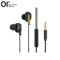 【NEW】OI J5 Earphone In Ear Headphone Headset Wired Earphones Noise Cancelling HIFI SOUND with HD Microphone Volume Control-Black