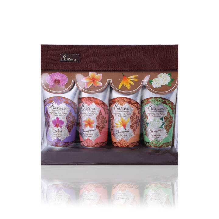 satira-legendary-thai-flower-hand-cream-mini-set-ชุดครีมบำรุงมือขนาดพกพา-หอมอบอวลด้วยกลิ่นดอกไม้ไทย-จาก-สถิรา