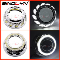 Sinolynโปรเจคเตอร์Shrouds LED COB Angel Eyes Halo DRL Turbine Bezelsครอบคลุมสำหรับ3.0นิ้วHIDโปรเจคเตอร์เลนส์Koito Q5/Hella 3R WST Retrofit