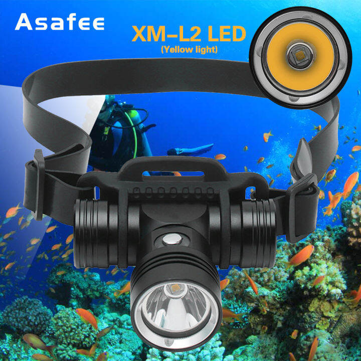 NEW Diving Headlamp 100 Meters Underwater Diving Headlight Yellow light