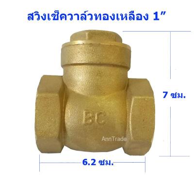 สวิงเช็ควาล์ว 1 นิ้ว เช็ควาล์วทองเหลือง แนวนอน วาล์วกันน้ำย้อน