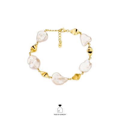 Haus of Jewelry - MOANA CARI BRACELET ข้อมือเงินแท้ ประดับมุกน้ำจืด (Freshwater pearl)