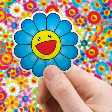 sticker hoa mặt trời set 30-60 ảnh ép lụa decal bóc dán/ hình dán kaikai  kiki hoa mặt trời | Shopee Việt Nam