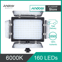 Andoer w160 วิดีโอการถ่ายภาพแสงโคมไฟแผง 6000 พัน 160 LEDs สำหรับ CA-Non Ni-Kon Pentax SO-NY (อัลฟา) Olympus Fujifilm DSLR กล้อง DV กล้องวีดีโอ