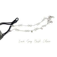 Fyne Fories Love Song Mask Chain ♡ สายห้อยมาส์ก ลายวงกลมต่อกัน ห้อยหัวใจและหิน grey agate ♡ fynefories สายคล้องแมส