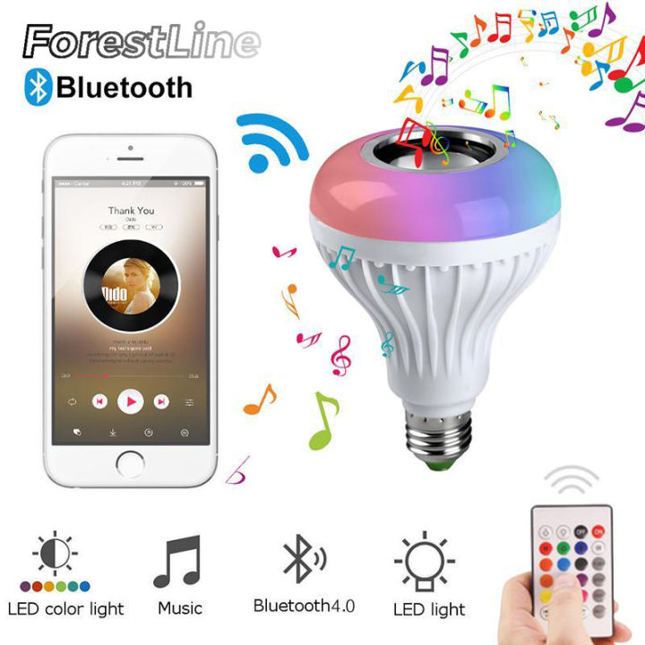 forestline-บ้านสมาร์ทบลูทูธเพลงหลอดไฟ-led-24-คีย์การควบคุมระยะไกล-app-ควบคุม-e27-เสียงไร้สาย-rgb-โคมไฟ