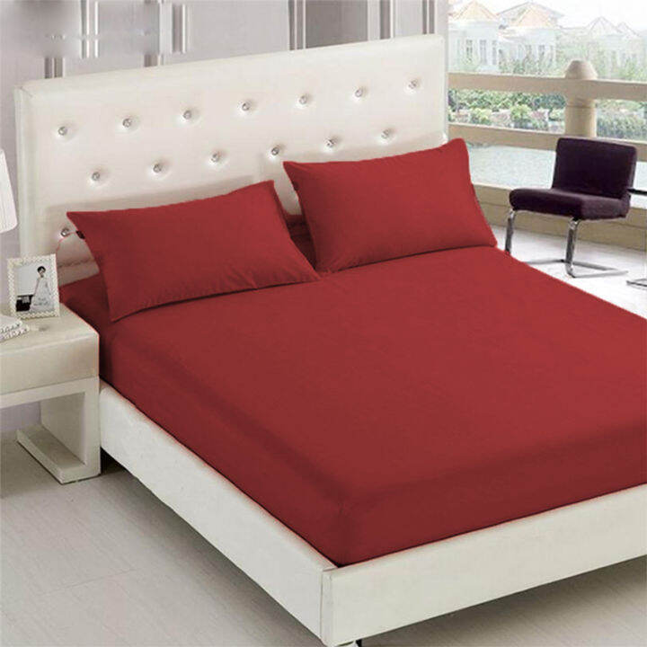 3 in 1 Plain Bed Sheet Set (1 Fitted Sheet and Free 2 Pillowcases) SE85, affordable bedsheet