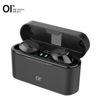 【New】OI AirSounds One True Wireless Earbuds Bluetooth 5.0 1600mAh Ultra Large Capacity LCD Display 6H Playback&Fast Charging One-Step Pairing Touch Sensor with Volume Control Noise Cancellation Deep Bass—Black