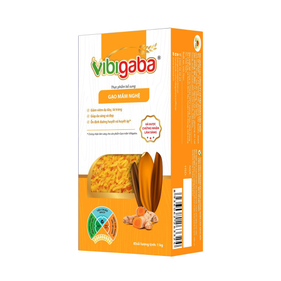 Gạo mầm vibigaba nghệ hộp 1kg - giảm viêm dạ dày tá tràng - ảnh sản phẩm 1