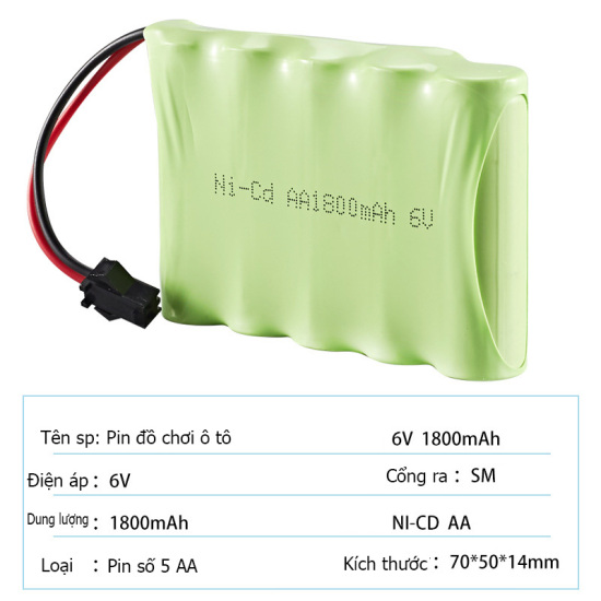 Pin sạc 6v 1800mah ni-cd cho xe đồ chơi ô tô mô hình điều khiển - bmax - ảnh sản phẩm 3