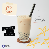 Refill Station - หลอดชานมไข่มุก หลอดสเตนเลส ใช้ซ้ำได้ เป็นมิตรกับสิ่งแวดล้อม for bubble tea boba drink