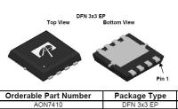 AON7410 N7410 30V 24A N-Channel MOSFET