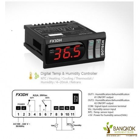 Dotech Humidity &amp; Temp Control (RS485) Model : FX3DH-R4