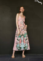 [Surreal Objects] Flower Architecture Printed Strap Maxi Dress เดรสสายเดี่ยวยาว พิมพ์ลายสถาปัตยกรรมดอกไม้