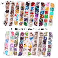 Myyeah 50Styles Nail Art ตกแต่งหมุดโลหะตกแต่งเล็บตกแต่งสตั๊ดผสมสไตล์ Star Moon Gold Silver เงินเครื่องประดับ DIY 3D อุปกรณ์แต่งเล็บ