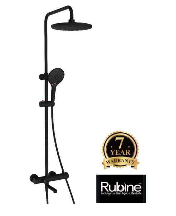 RUBINE Thermostatic Round Rain Shower Set With Spout (MATTE BLACK