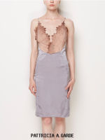 PATTRICIA A.GARDE V Neck Scallop Eyelash Lace Slipdress สลิปเดรสคอวีแต่งด้วยผ้าลูกไม้