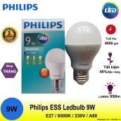 Bóng đèn Philips Ess Ledbulb 9W E27 6500 3000K 230V A60 Ánh sáng, đui E27