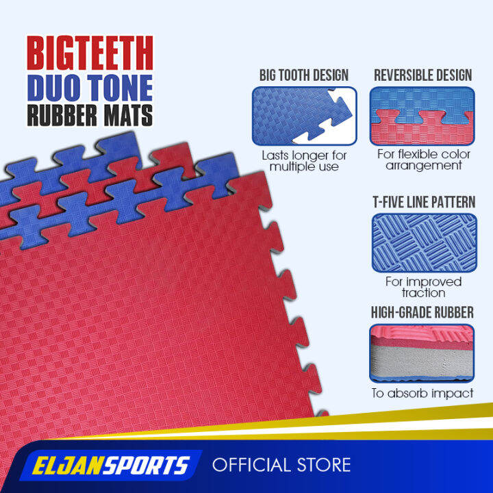 Interlocking DuoTone Big Teeth Rubber Mat for fitness gyms, martial