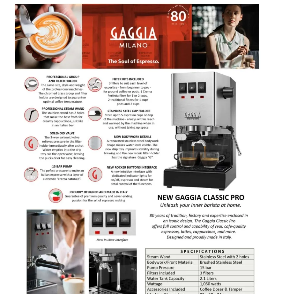 gaggia classic pro wattage