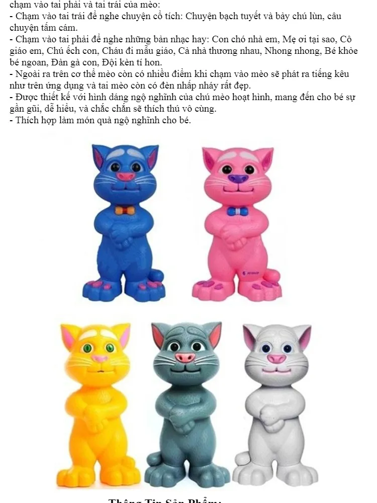 Mèo My Talking Tom Biết Nói, Hát, Kể Chuyện Cho Bé - Mèo Tom Cảm Ứng Thông  Minh | Lazada.Vn