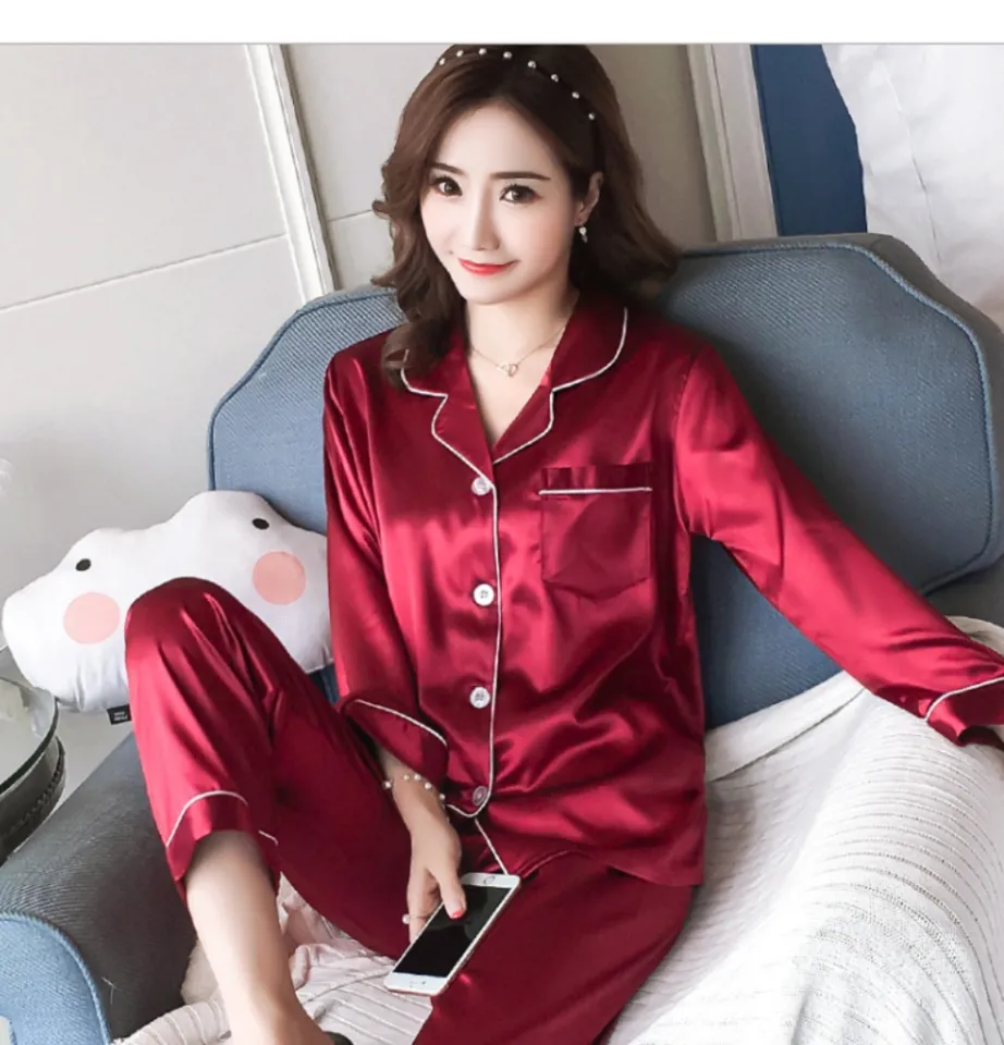 🇲🇾Ready Stock🇲🇾3 in 1 Ice Silk Satin Pajamas Sleepwear