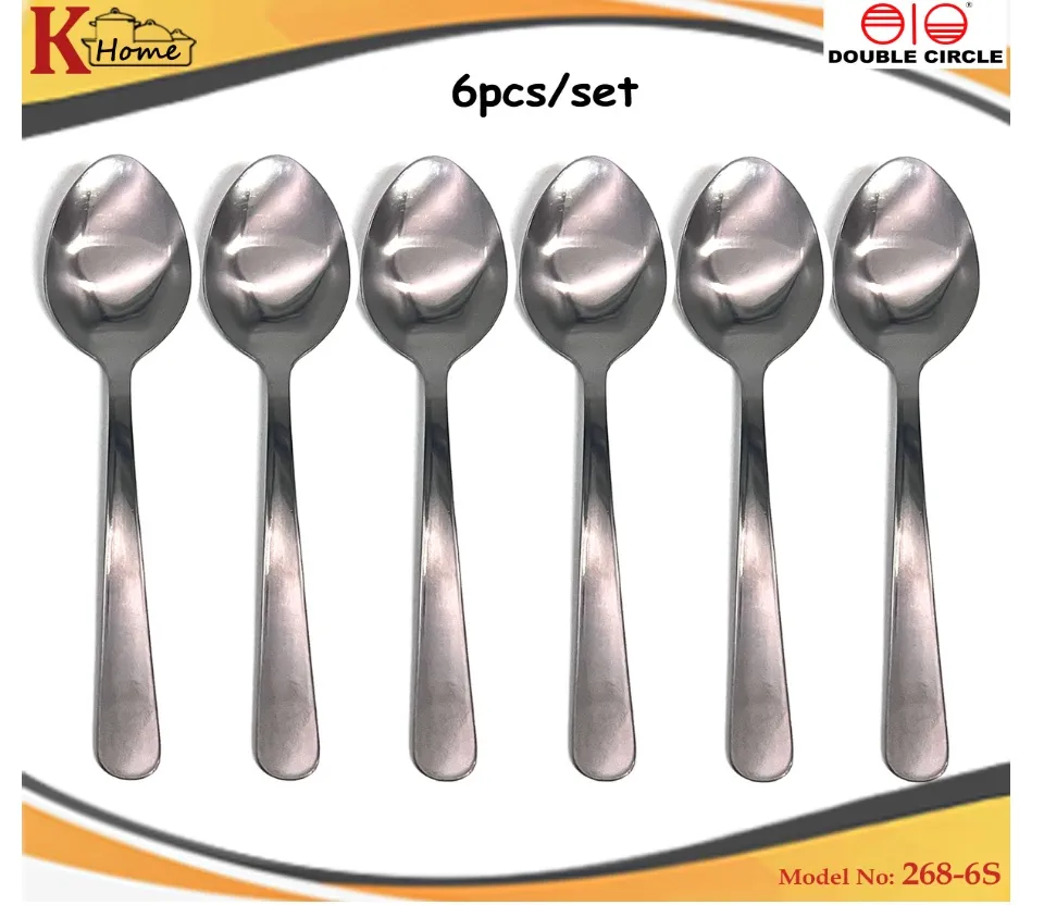 Pack Of 6pcs Stainless Steel Table Spoon ( Plain Or Dotted Random