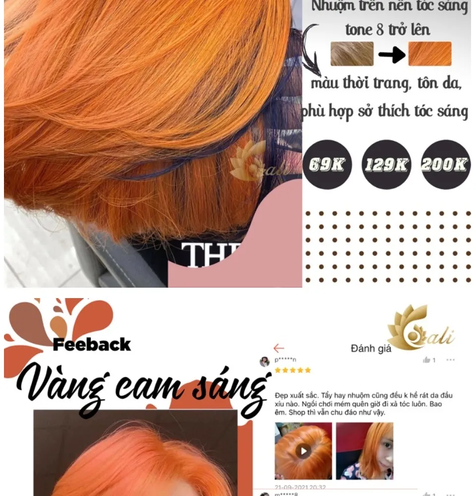 Bạn mong muốn sở hữu một mái tóc màu vàng cam đào sáng rực rỡ, giống như những đóa hoa đào rực rỡ vào sáng mai? Hãy để chúng tôi giúp bạn với một liệu pháp nhuộm tóc chuyên nghiệp và an toàn, giúp tóc của bạn trở nên sáng bóng, tươi mới và đầy sức sống.