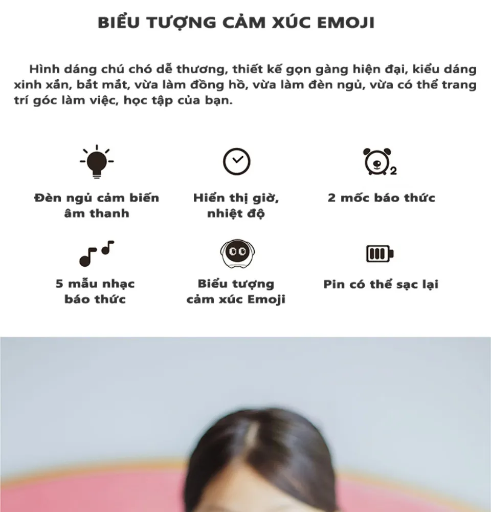 Đồng hồ báo thức, đồng hồ để bàn Emoji Xiaomi Luxstore kiêm Đèn ...