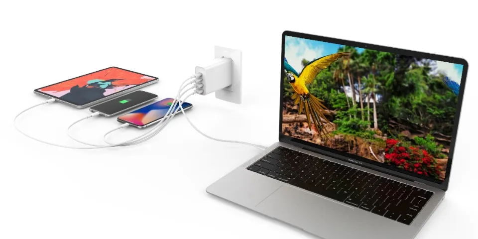HyperJuice 100W GaN USB-C Fast Charger, 4-Port Quick Charge 3.0 PD USB C Wall Charger with Foldable Plug PIN Converters for MacBook Pro Air, iPhone XR 12 13, iPad Pro, Windows HyperJuice 100W GaN USB-C Fast Charger, 4-Port Quick Charge 3.0 PD USB C Wall Charger with Foldable Plug PIN Converters for MacBook Pro Air, iPhone XR 12 13, iPad Pro, Windows