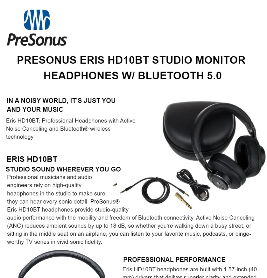 Presonus Eris HD10BT Audifonos Circumaurales Bluetooth