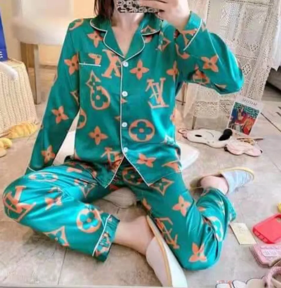 Korean Fashion Ladies Louis Vuitton Silk Pajama Set, Women's