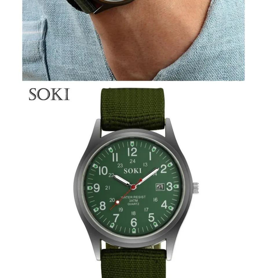 SOKI Sport Military Watches Fashion Quartz Watch Leather Analog Men  Wristwatches | eBay