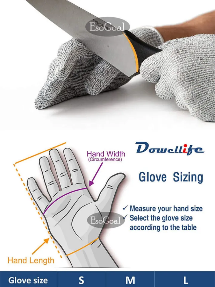 Dowellife Cut Resistant Gloves Food Grade Level 5 Protection Safety Kitchen Cuts Gloves for Oyster Shucking Fish Fillet Processing