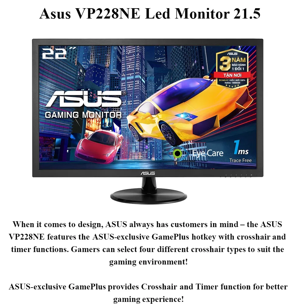 excel maybe obvious Asus VP228NE Led Monitor 21.5", Asus VP 228 NE 1ms (GTG) quick response  time to eliminate ghosting and traces for more fluid video playback, Asus  21.5 inch Full HD monitor, with ASUS