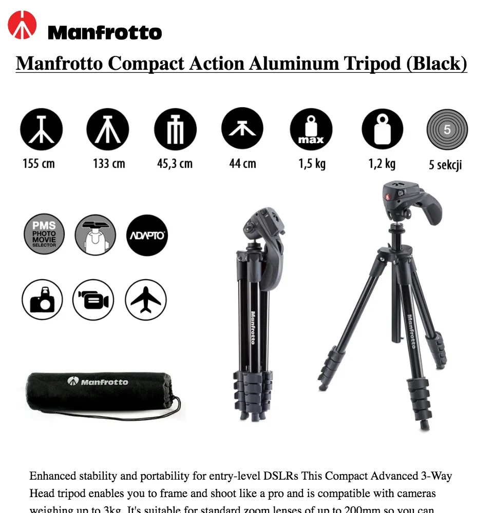 manfrotto action tripod