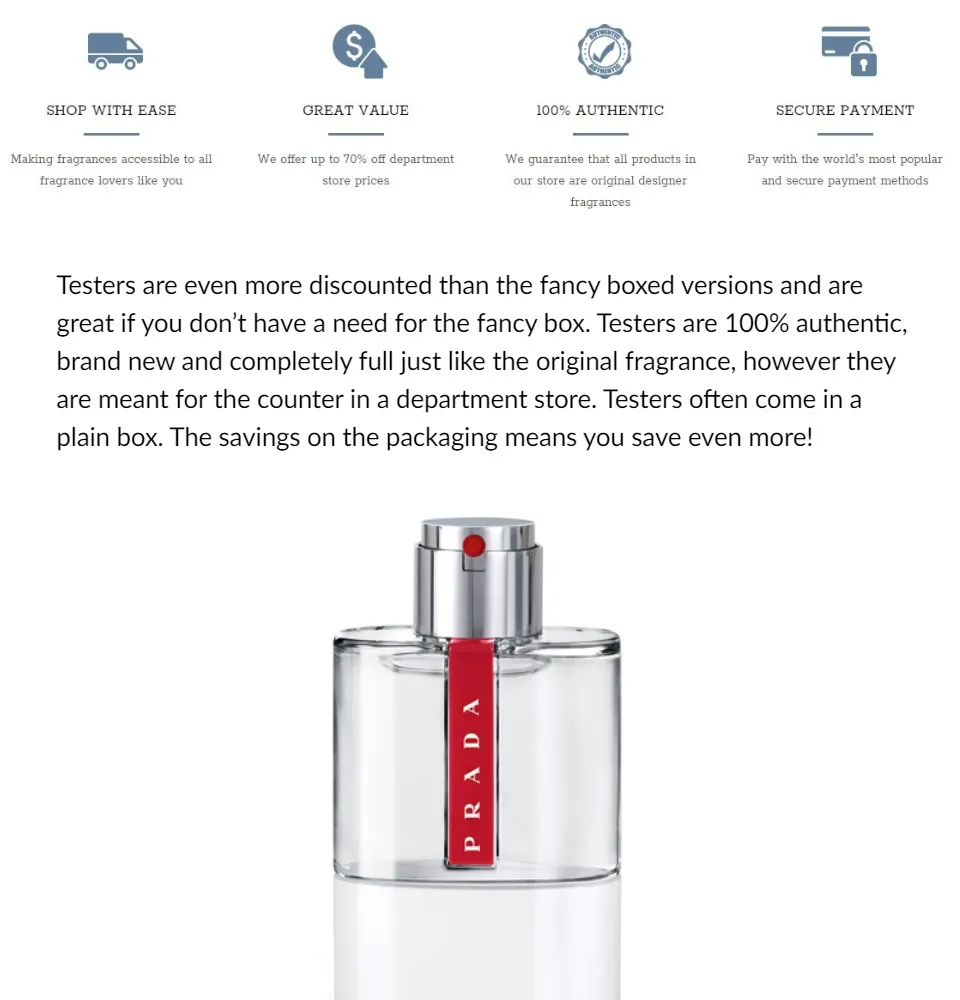 Prada Luna Rossa Eau Sport EDT for Men (125ml Tester) Eau de Toilette Sports  White [Brand New 100% Authentic Perfume/Fragrance] | Lazada Singapore