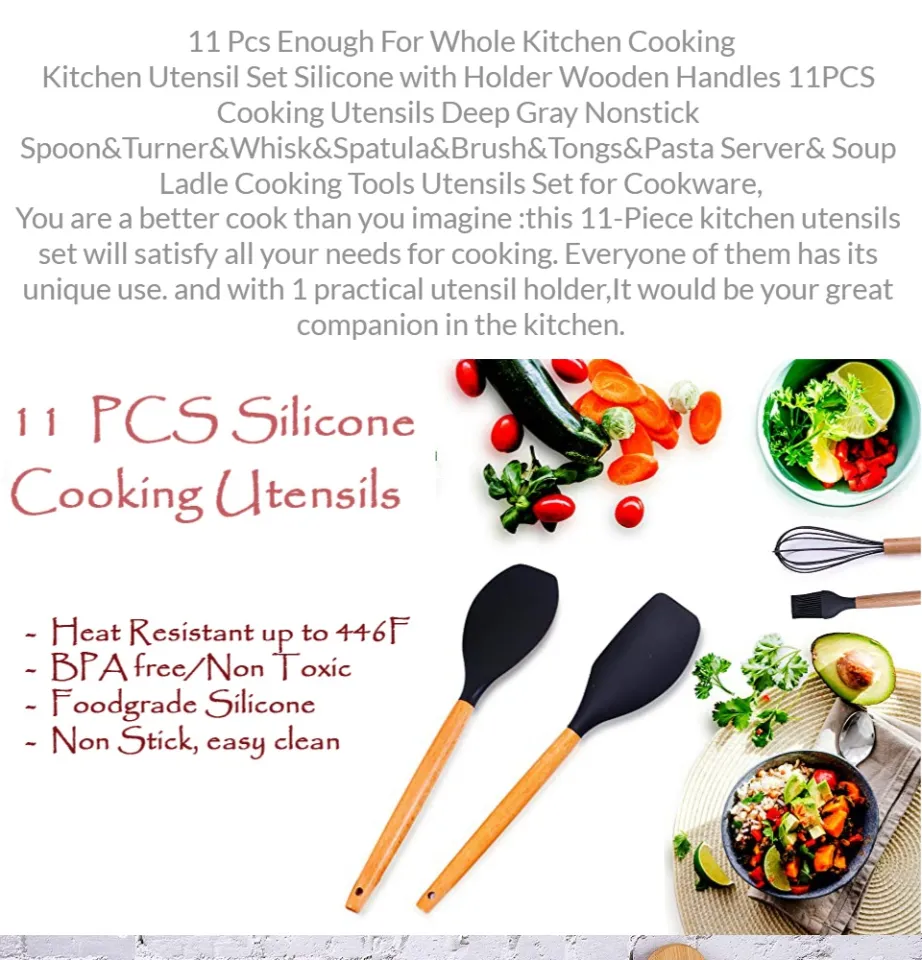 11 Pcs Silicone Cooking Utensils Set, 446f Heat Resistant Kitchen