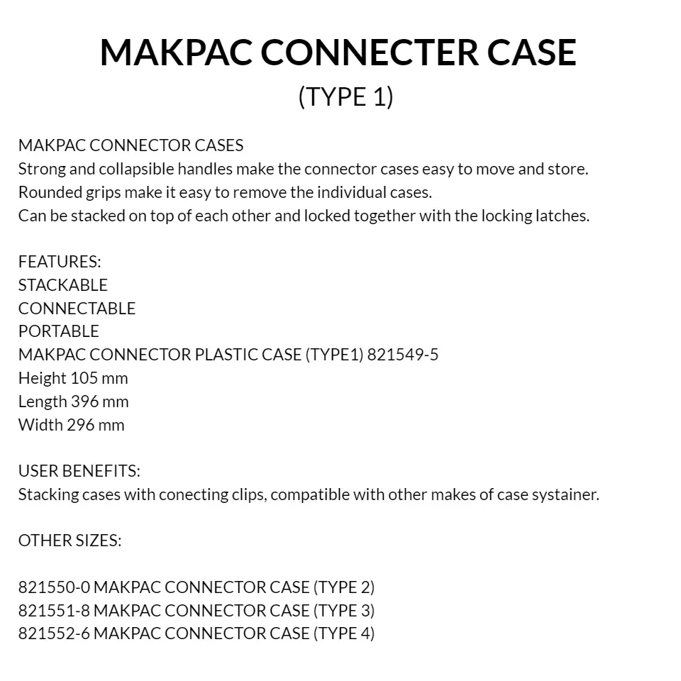 MAKITA 821549-5 MAKPAC CONNECTOR CASE (TYPE1) Lazada