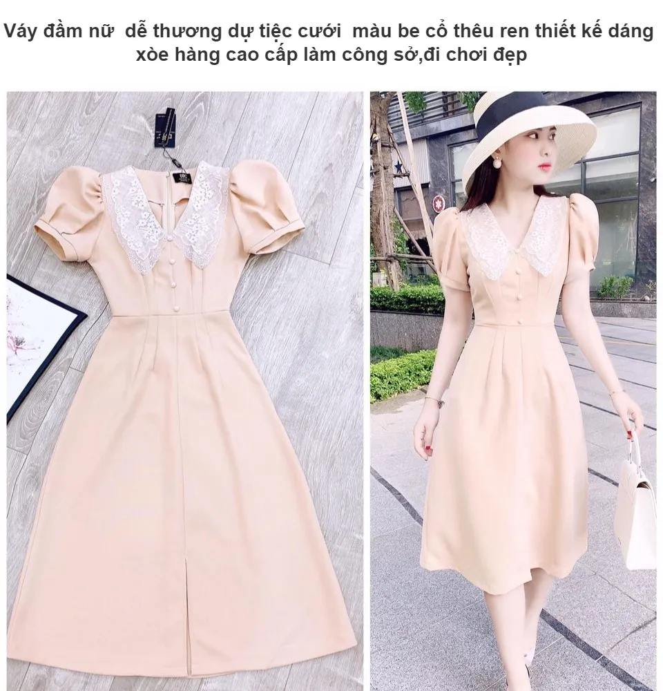 Váy đầm xòe M2063 Trắng thời trang nữ hàng thiết kế Cao Cấp  4 màu